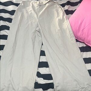 Linen button asymmetrical ruched barrel trousers